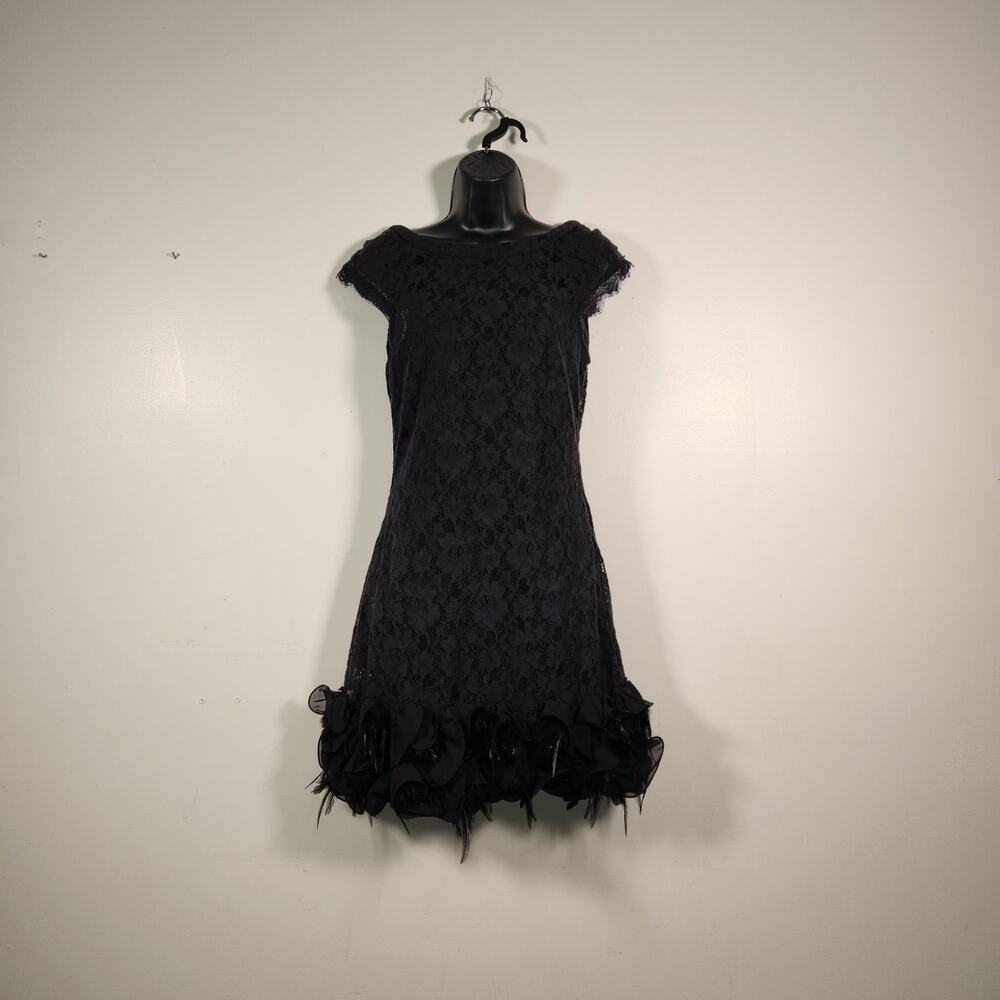 LA NOUVELLE RENASSAINCE Mini Dress Wns 6 Black Lace Feathers Whimsigoth Cocktail